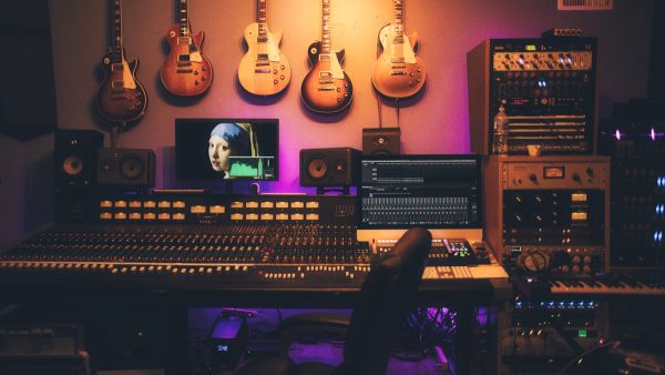 Digital mixing console with touchscreen in a live sound setup